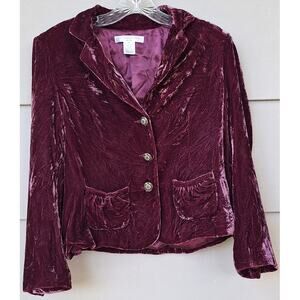 Y2K Persuits, ltd Velour Crashed Velvet Regency Purple Pink Blazer Jacket 6p S/M